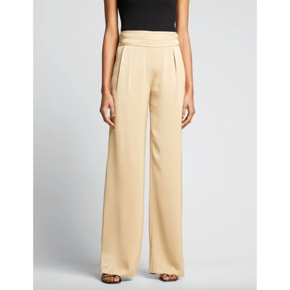 RAMY BROOK Pants NEW Size 00 Full Length Joss Pant $385 Creamy Gold Satin - Picture 1 of 3
